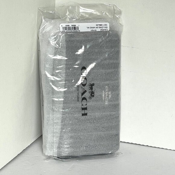 Coach Long Zip Around Wallet Blue Denim Signature Canvas Phone Wristlet C4452 - Picture 4 of 13